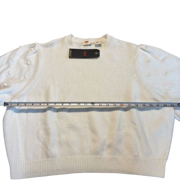 NEW Levi’s Cropped Balloon Sleeve White Crew Neck Sweater- Size XXL - Picture 6 of 7